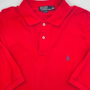 Vintage Polo Ralph Lauren XXL Mens Polo Shirt Red‎ Blue Pony Logo 0451